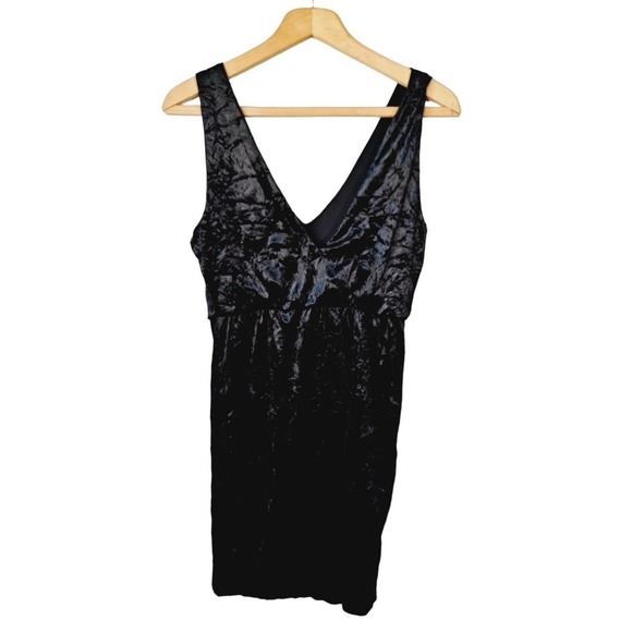 NWOT Blck Crushed Velvet Mini Dress, tulip hem spandex Medium Goth Grunge - Picture 4 of 10
